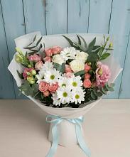 Букет цветов из:  Розы, Лизиантусы и Хризантемы в Горноправдинск