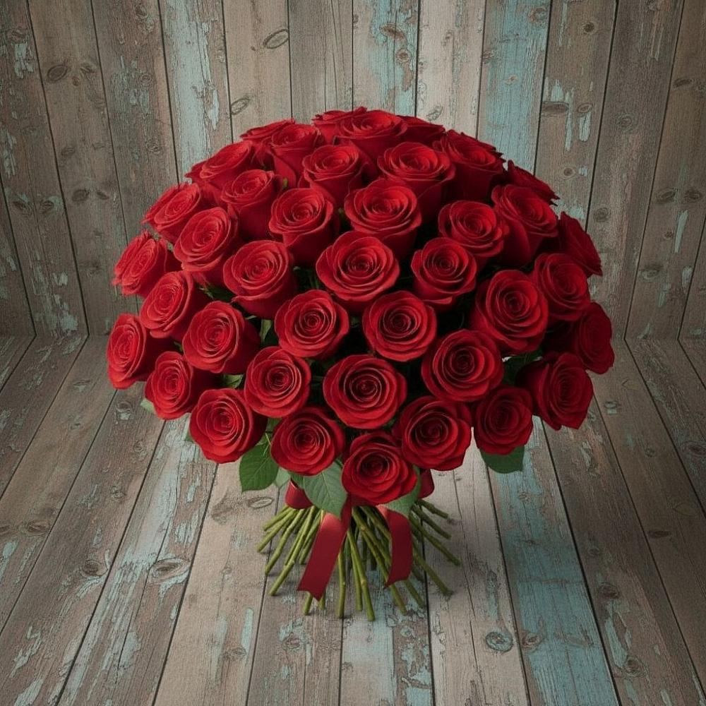 Букет 55 Красных роз Фридом в Горноправдинск