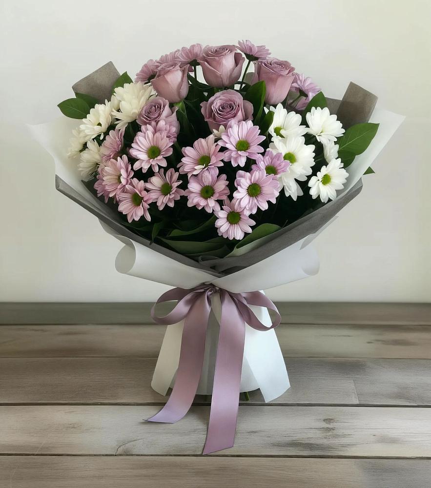 Букет цветов из: Хризантемы и Розы в Горноправдинск