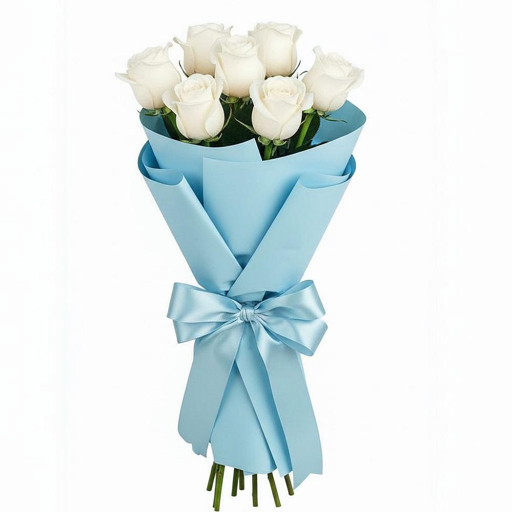 Букет 7 белых роз Проуд в Горноправдинск