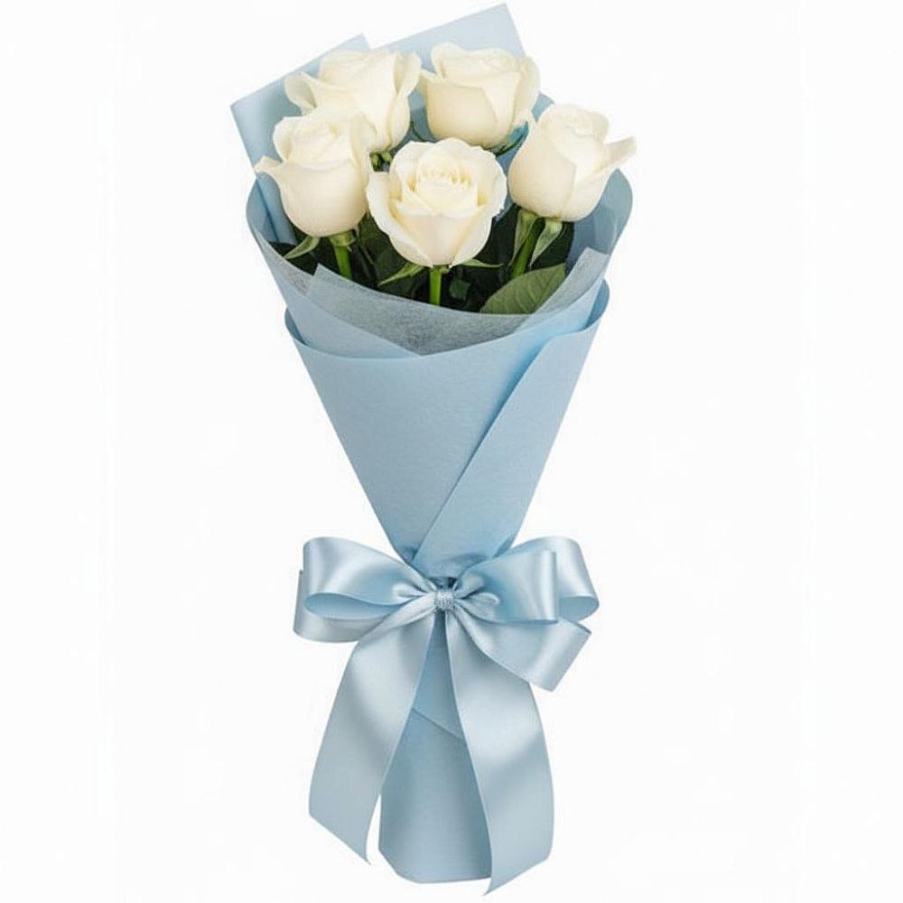 Букет 5 Белых роз Проуд в Горноправдинск
