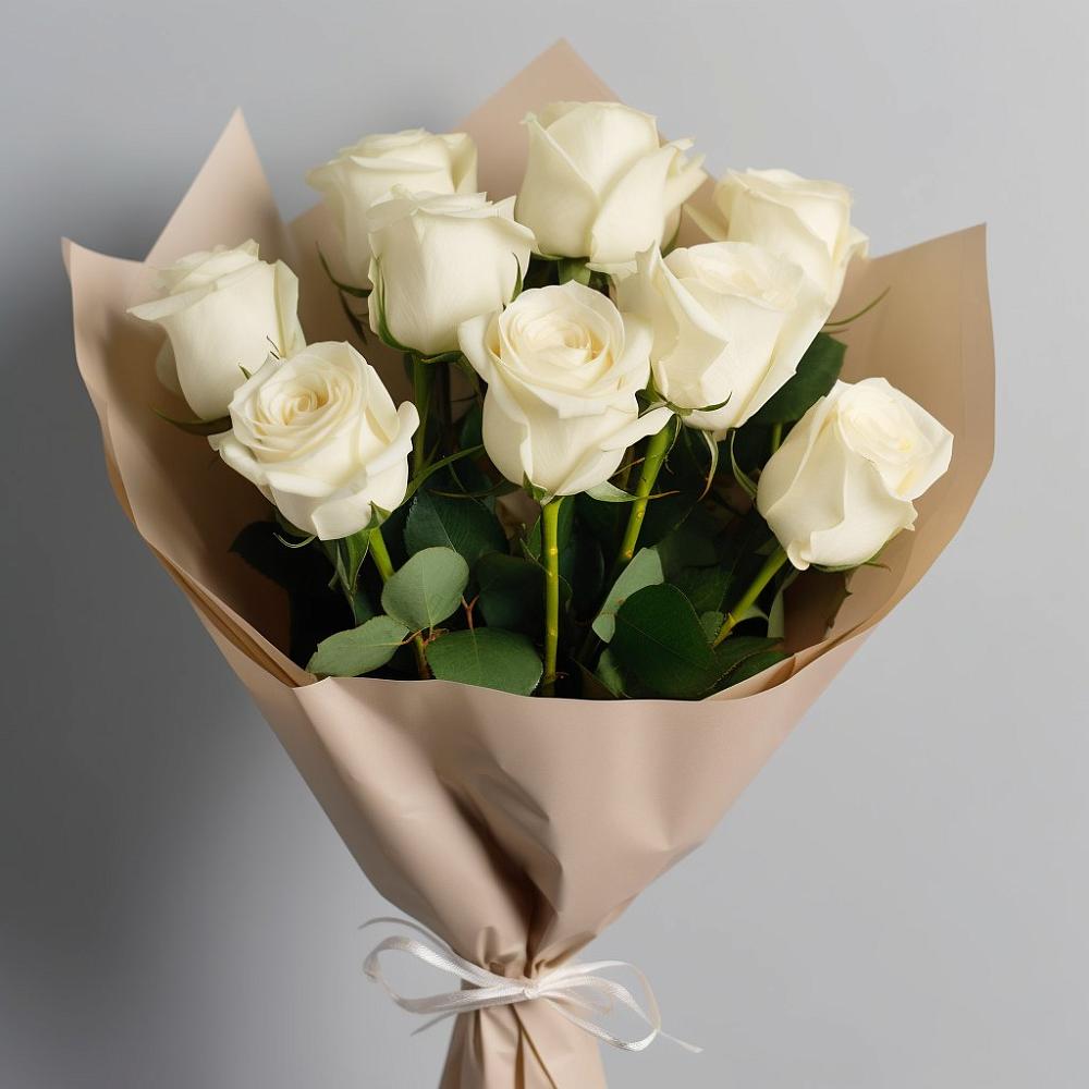 Букет 9 Белых роз Эдлесс Лав в Горноправдинск