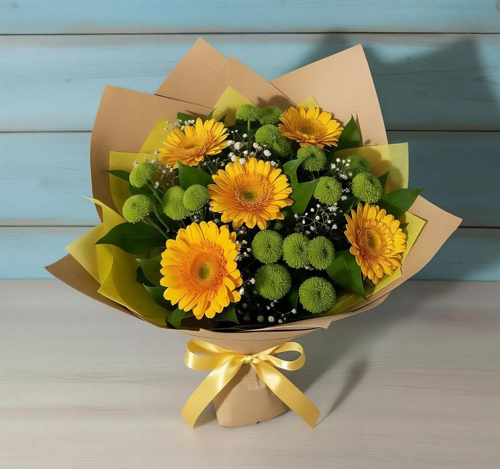 Букет цветов из: Герберы и Хризантемы в Горноправдинск