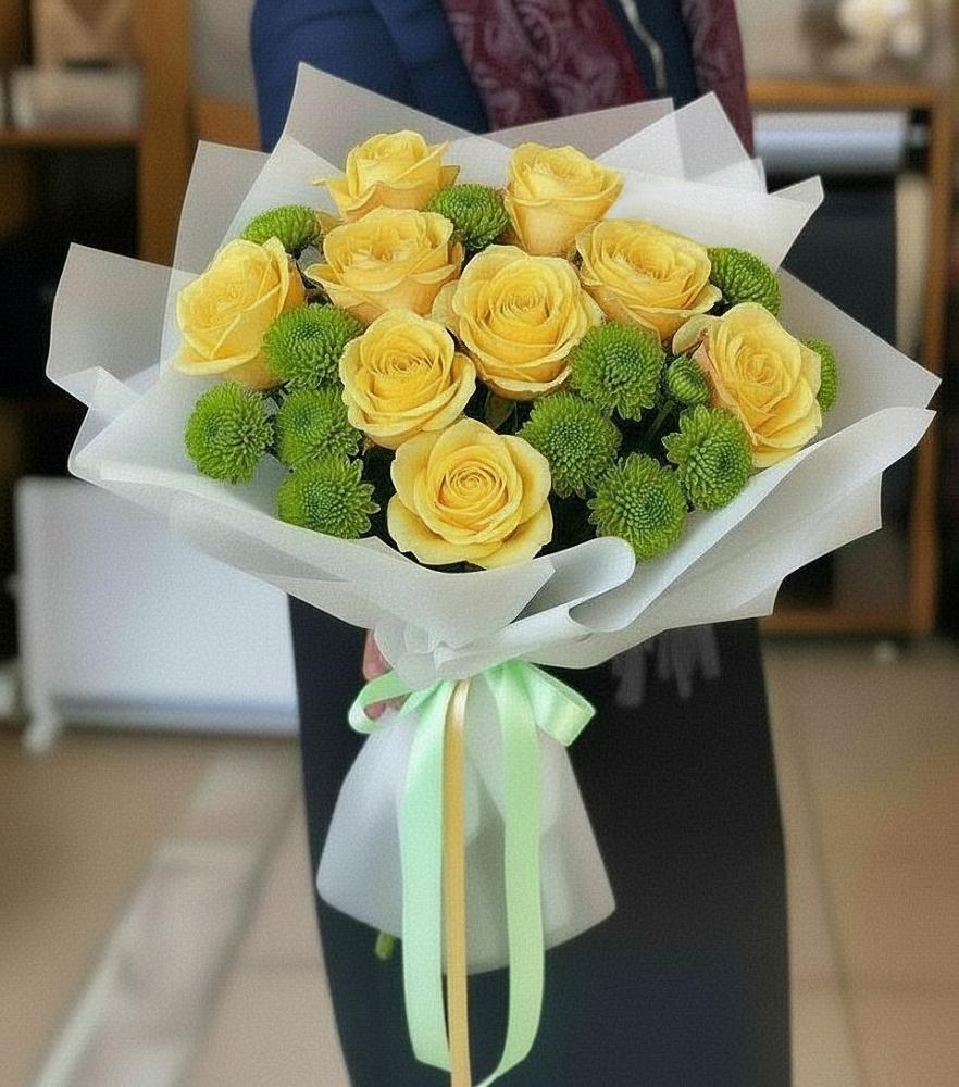 Букет цветов из: Хризантемы и Розы в Горноправдинск