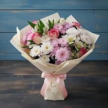 Букет цветов из:  Хризантемы, Альстромерии и Розы в Горноправдинск
