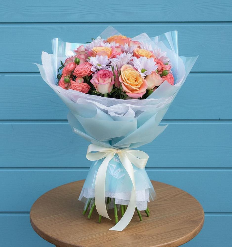 Букет цветов из: Хризантемы и Розы в Горноправдинск