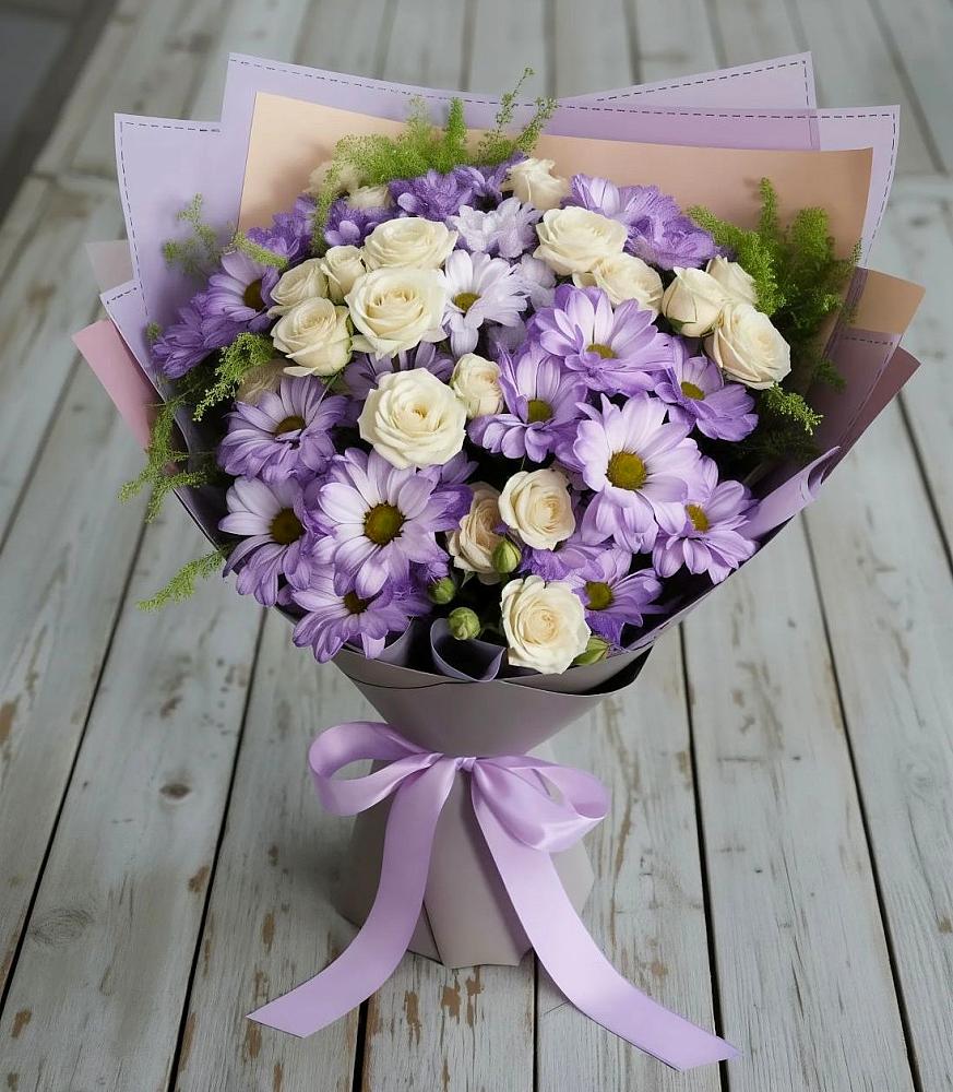 Букет цветов из: Хризантемы и Розы в Горноправдинск
